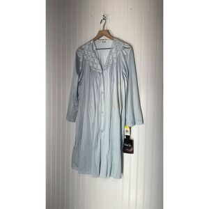 Vintage Deadstock Vanity Fair Silkenique Robe & Gown Set Blue M USA Lace Nylon
